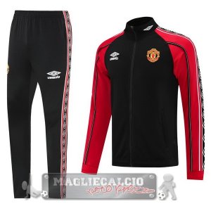Set Completo Lunga Zip Giacca Manchester United 2025 2026 Nero I Rosso