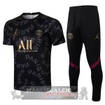 Paris Saint Germain Formazione Set Completo Maglia Calcio 2021-22 Nero Giallo