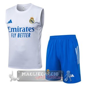 Set Completo Maglia Senza Maniche Formazione Real Madrid 2025 2026 Bianco Blu