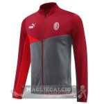 Set Completo Lunga Zip Giacca AC Milan 2024 2025 Rosso Grigio