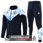 Manchester City Insieme Completo Bambino Giacca Lunga Zip 2022-23 Blu Navy Bianco