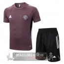 Set Completo Maglia Formazione Manchester United 2025 2026 Purpureo Nero