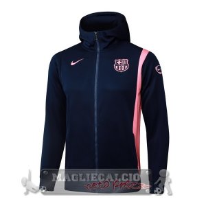 Lunga Zip Giacca Felpa Cappuccio Barcelona 2025 2026 Blu Navy Rosa