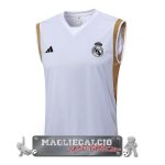 Real Madrid Senza Maniche Formazione Maglia Calcio 2023-24 Bianco I Giallo