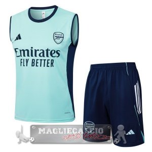 Set Completo Arsenal Maglia Senza Maniche Formazione 2025 2026 Verde Luce Blu