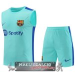 Formazione Senza Maniche Set Completo Barcelona 2023-24 Blu Verde