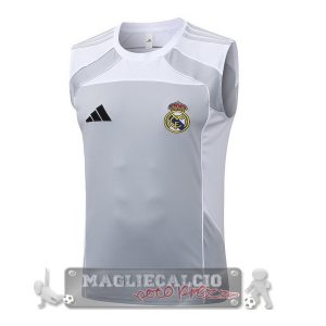 Maglia Formazione Senza Maniche Real Madrid 2025 2026 Grigio Bianco