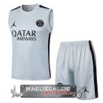 Formazione Senza Maniche Set Completo Paris Saint Germain 2023-24 Grigio Luce