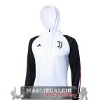 Giacca Felpa Cappuccio Juventus 2023-24 Bianco Nero Rosa