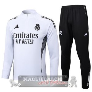Set Completo Felpa Allenamento Formazione Real Madrid 2025 2026 Bianco I Nero