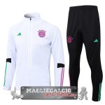 Set Completo Giacca Lunga Zip Bayern Monaco 2023-24 Bianco Nero Purpureo