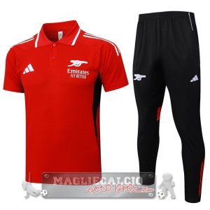 Set Completo Arsenal Maglia POLO 2025 2026 Rosso Nero