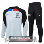 Set Completo Ropa Deportiva Con Cremallera Larga Bambino Barcelona 2023-24 Grigio Nero
