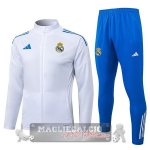 Set Completo Lunga Zip Giacca Bambino Real Madrid 2025 2026 Bianco Blu