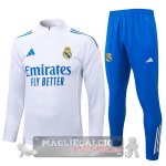 Set Completo Felpa Allenamento Formazione Real Madrid 2025 2026 Bianco Blu