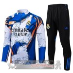 Set Completo Felpa Allenamento Formazione Bambino Real Madrid 2025 2026 Blu Bianco Nero