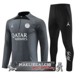 Paris Saint Germain Giocatori Insieme Completo Grigio Nero Felpa Da Allenamento 2023-24