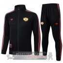 Set Completo Lunga Zip Giacca Manchester United 2025 2026 Nero III Rosso
