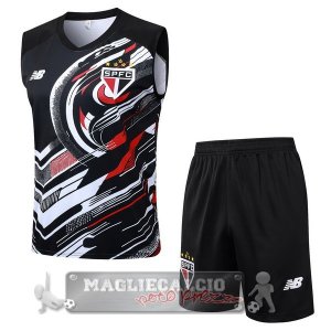 Set Completo Maglia Senza Maniche Formazione Sao Paulo 2025 2026 Nero Rosso