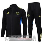 Set Completo Lunga Zip Giacca Manchester United 2025 2026 Nero Giallo Blu