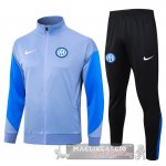 Set Completo Set Completo Lunga Zip Giacca Inter Milan 2024 2025 Grigio Blu Nero