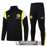Set Completo Giacca Lunga Zip Borussia Dortmund 2023-24 Nero Giallo Bianco