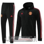 Manchester United Insieme Completo Nero Rosso Felpa Cappuccio 2022-23