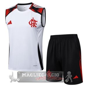 Set Completo Maglia Flamengo Senza Maniche Formazione 2025 2026 Bianco Nero