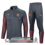Manchester City Insieme Completo Grigio Rosso Giacca Lunga Zip 2023-24