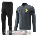 Borussia Dortmund Insieme Completo Grigio Nero Giacca 2022-23
