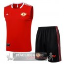 Set Completo Maglia Senza Maniche Formazione Manchester United 2025 2026 Rosso Nero Giallo