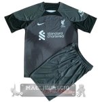 Liverpool Set Completo Bambino Maglia Calcio Portiere 2022-23 Nero