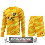 Thailandia Home Manica Lunga Maglia Calcio Portiere Set Completo Uomo Paris Saint Germain 2023-24 Giallo