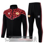 Set Completo Lunga Zip Giacca Manchester United 2025 2026 Nero II Rosso