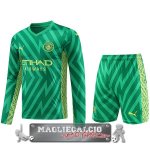 Tailandia Portiere Manica Lunga Maglia Calcio Set Completo Uomo Manchester City 2023-24 Verde