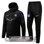 Barcellona Insieme Completo Nero Purpureo Felpa Cappuccio 2022-23