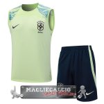 Brasile Senza Maniche Formazione Set Completo Maglia Calcio 2023 Verde Blu Navy