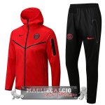 Paris Saint Germain Insieme Completo Rosso Nero Giacca Felpa Cappuccio 2022-23
