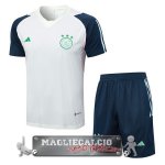 Ajax Formazione Set Completo Maglia Calcio 2023-24 Grigio Blu