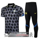 Inter Milan Grigio Nero Maglia Set Completo POLO 2021-22