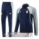 Set Completo Lunga Zip Giacca Real Madrid 2025 2026 Blu Navy Grigio