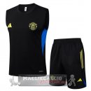 Set Completo Maglia Senza Maniche Formazione Manchester United 2025 2026 Nero Giallo
