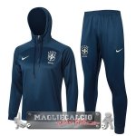 Giacca Felpa Cappuccio Set Completo Brasile 2023 Blu Navy