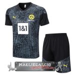 Borussia Dortmund Formazione Set Completo Maglia Calcio 2023-24 Nero Grigio Bianco