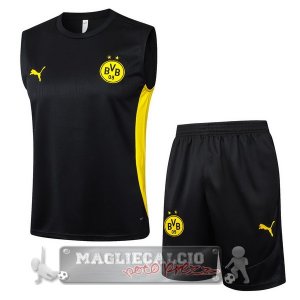 Set Completo Maglia Formazione Senza Maniche Borussia Dortmund 2024 2025 Nero Giallo