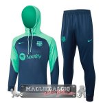 Set Completo Felpa Cappuccio Bambino Barcelona 2023-24 Verde Blu