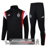 Set Completo Giacca Lunga Zip AC Milan 2023-24 Nero Bianco Rosso
