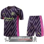 Thailandia Portiere Maglia Calcio Set Completo Uomo Manchester City 2023-24 Purpureo