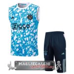 Ajax Formazione Senza Maniche Set Completo Maglia Calcio 2023-24 Blu Bianco