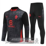 Set Completo Felpa Allenamento Formazione AC Milan 2025 2026 Nero Rosso